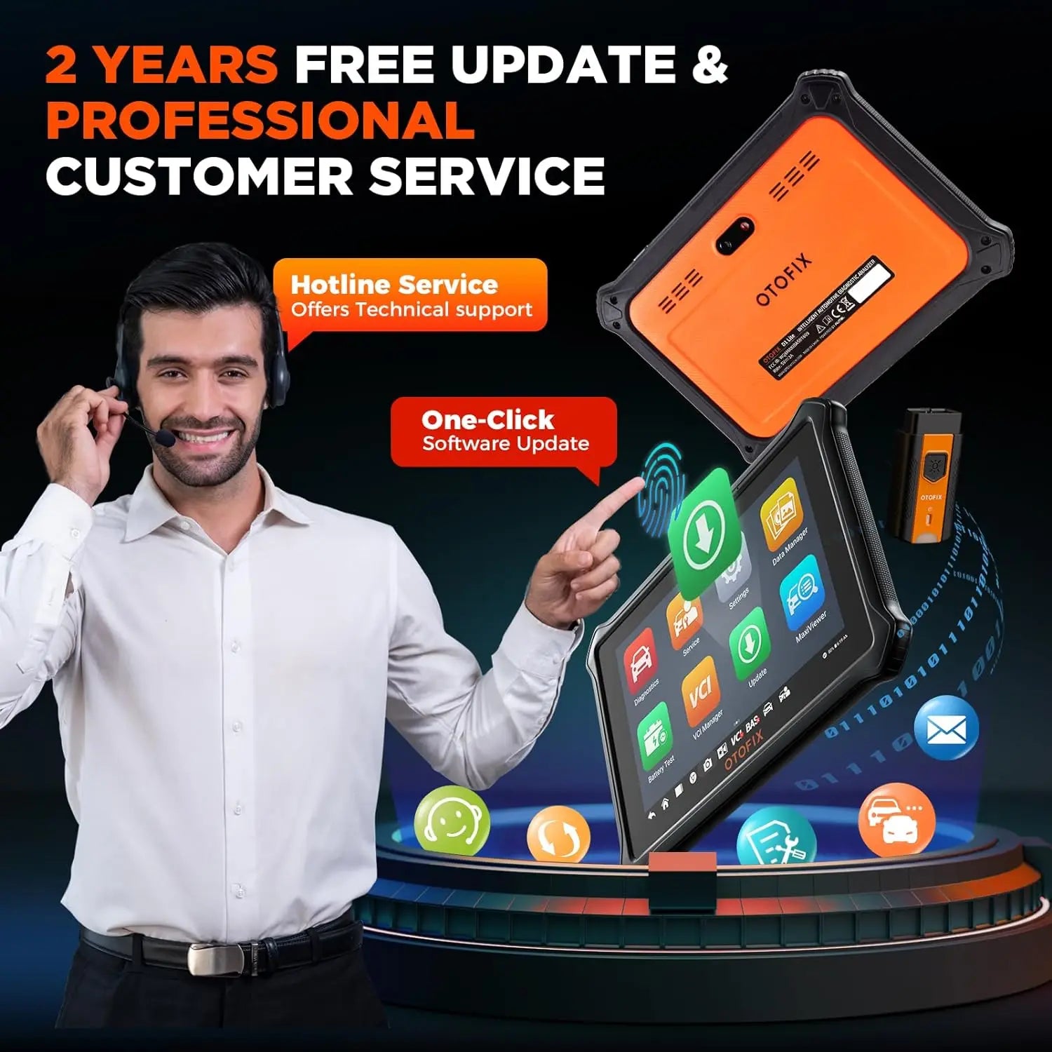 OTOFIX D1 LITE OBD2 Scanner Car Diagnostic Tool Bluetooth Wireless Bi-Directional Control OBD Automotive Scan Tool Active Test Blackbox Automotive Diagnostics