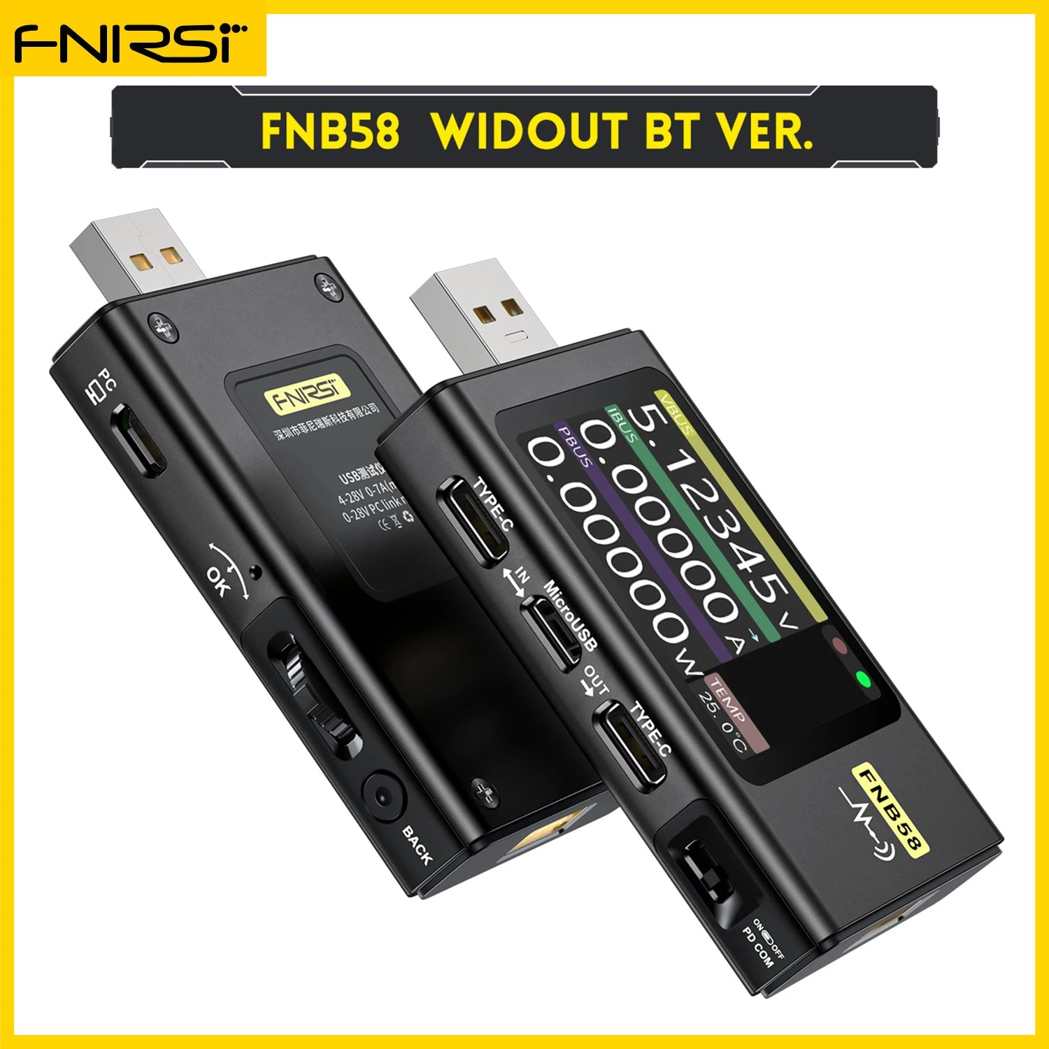 FNIRSI FNAC-28 FNB58 Type-C Meter USB-A Trigger Voltmeter Ammeter Fast Charging Protocol Test Type-C Meter Power Bank tester Blackbox Automotive Diagnostics