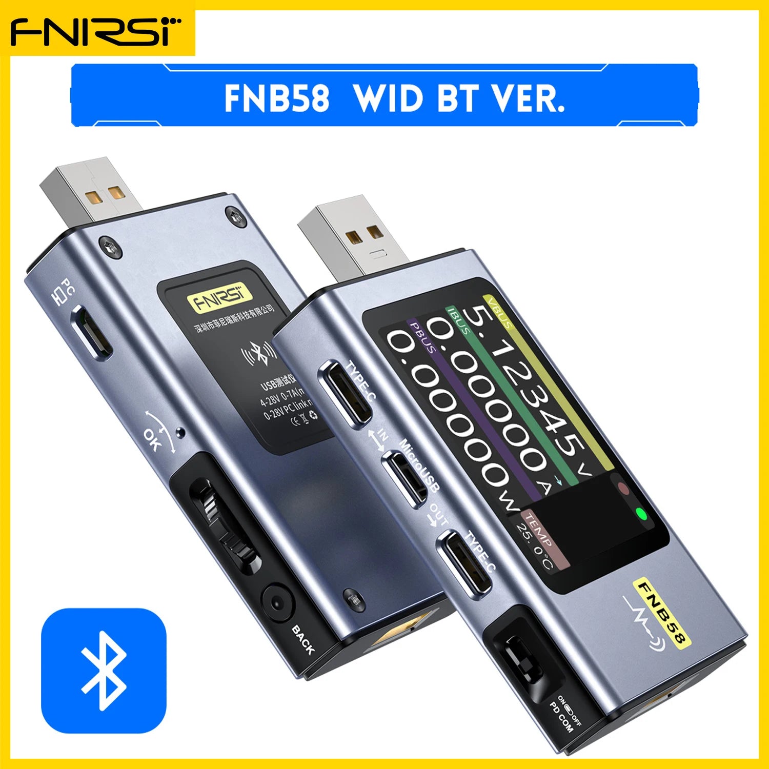 FNIRSI FNAC-28 FNB58 Type-C Meter USB-A Trigger Voltmeter Ammeter Fast Charging Protocol Test Type-C Meter Power Bank tester Blackbox Automotive Diagnostics