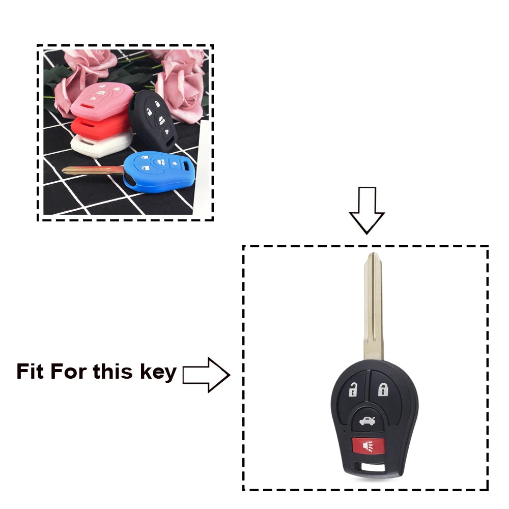 KEYYOU For Nissan Micra Qashqai Maxima Altima Sentra Versa Car Silicone 4 Button Remote Key Case Fob Cover Holder Blackbox Automotive Diagnostics