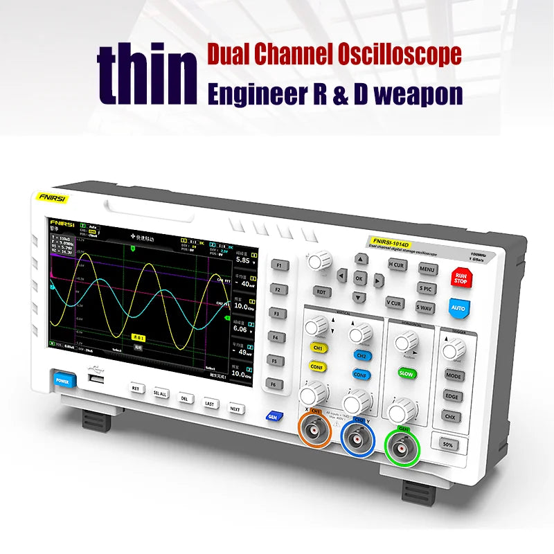 FNIRSI 1014D Digital Oscilloscope 2 In 1 Dual Channel Input Signal Generator 100MHz* 2 Analog Bandwidth 1GSa/s Sampling Rate Blackbox Automotive Diagnostics