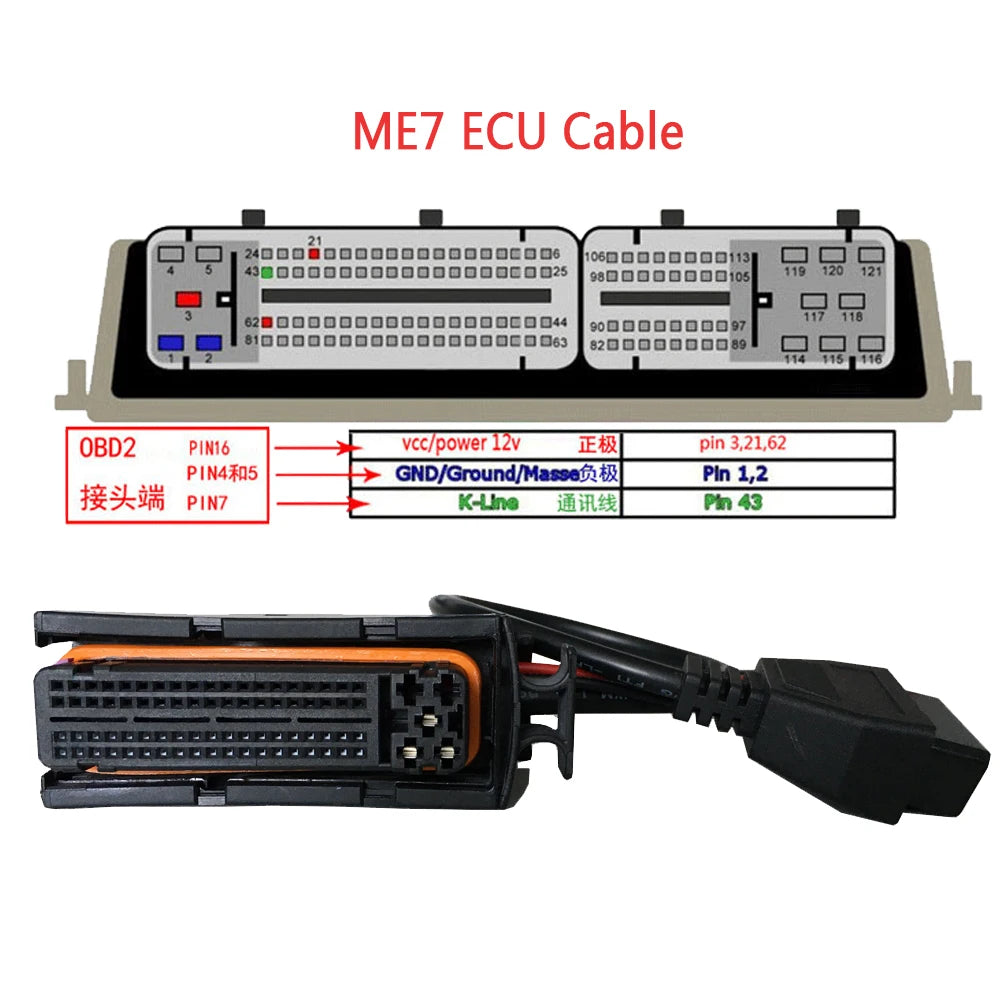81 Pin ME7 ECU Diagnostic Tools OBD Adapter Automobile OBD2 Extension Cable For VAG Group Petrol Vehicles Blackbox Automotive Diagnostics