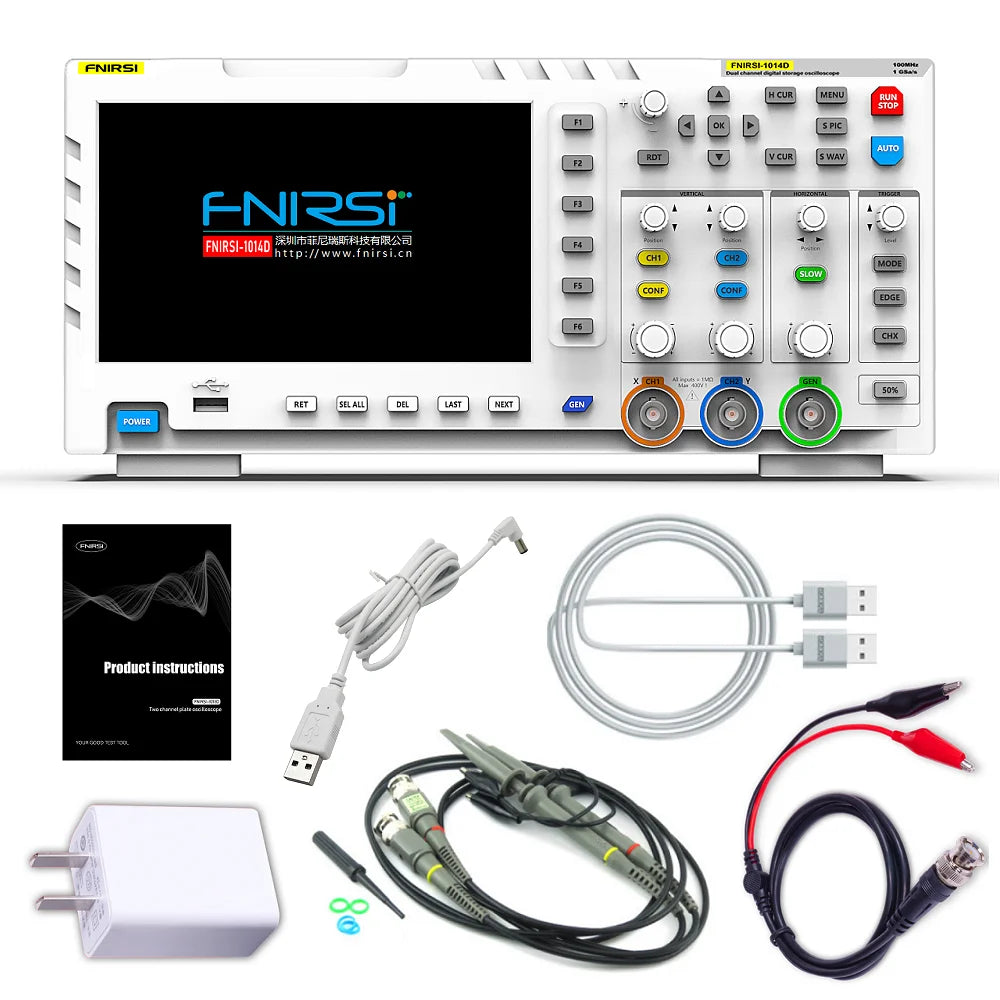 FNIRSI 1014D Digital Oscilloscope 2 In 1 Dual Channel Input Signal Generator 100MHz* 2 Analog Bandwidth 1GSa/s Sampling Rate Blackbox Automotive Diagnostics