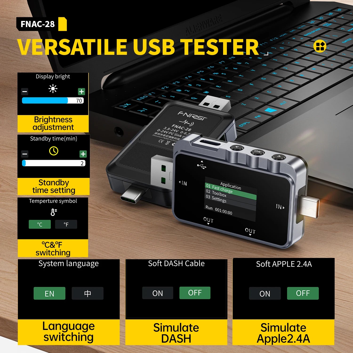 FNIRSI FNAC-28 FNB58 Type-C Meter USB-A Trigger Voltmeter Ammeter Fast Charging Protocol Test Type-C Meter Power Bank tester Blackbox Automotive Diagnostics