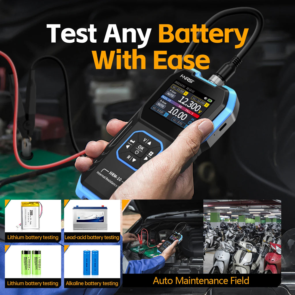 FNIRSI HRM-10 Battery Voltage Internal Resistance Tester 18650 High-precision AC Acid Lithium Lead Car Battery Capacitor Tester Blackbox Automotive Diagnostics