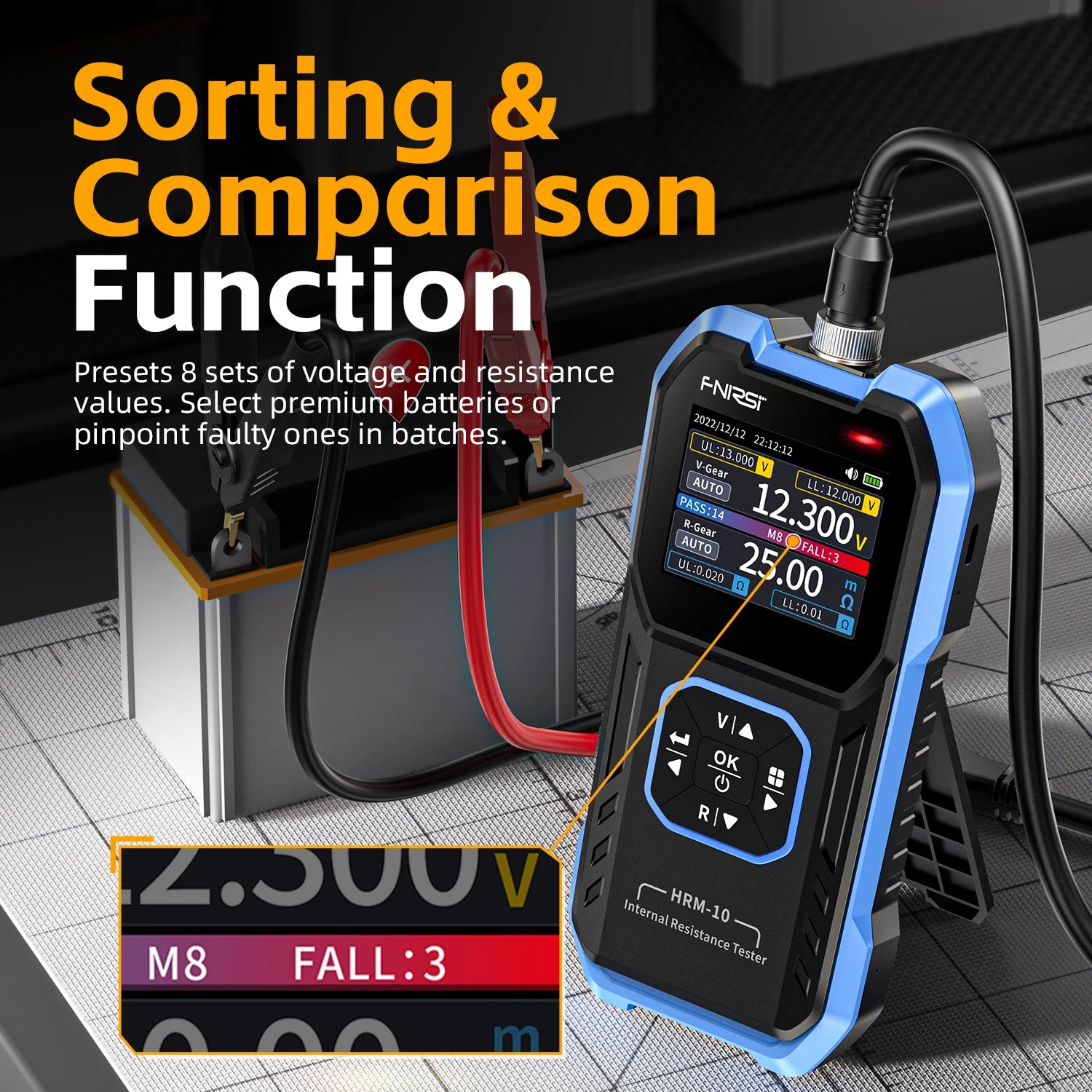 FNIRSI HRM-10 Battery Voltage Internal Resistance Tester 18650 High-precision AC Acid Lithium Lead Car Battery Capacitor Tester Blackbox Automotive Diagnostics