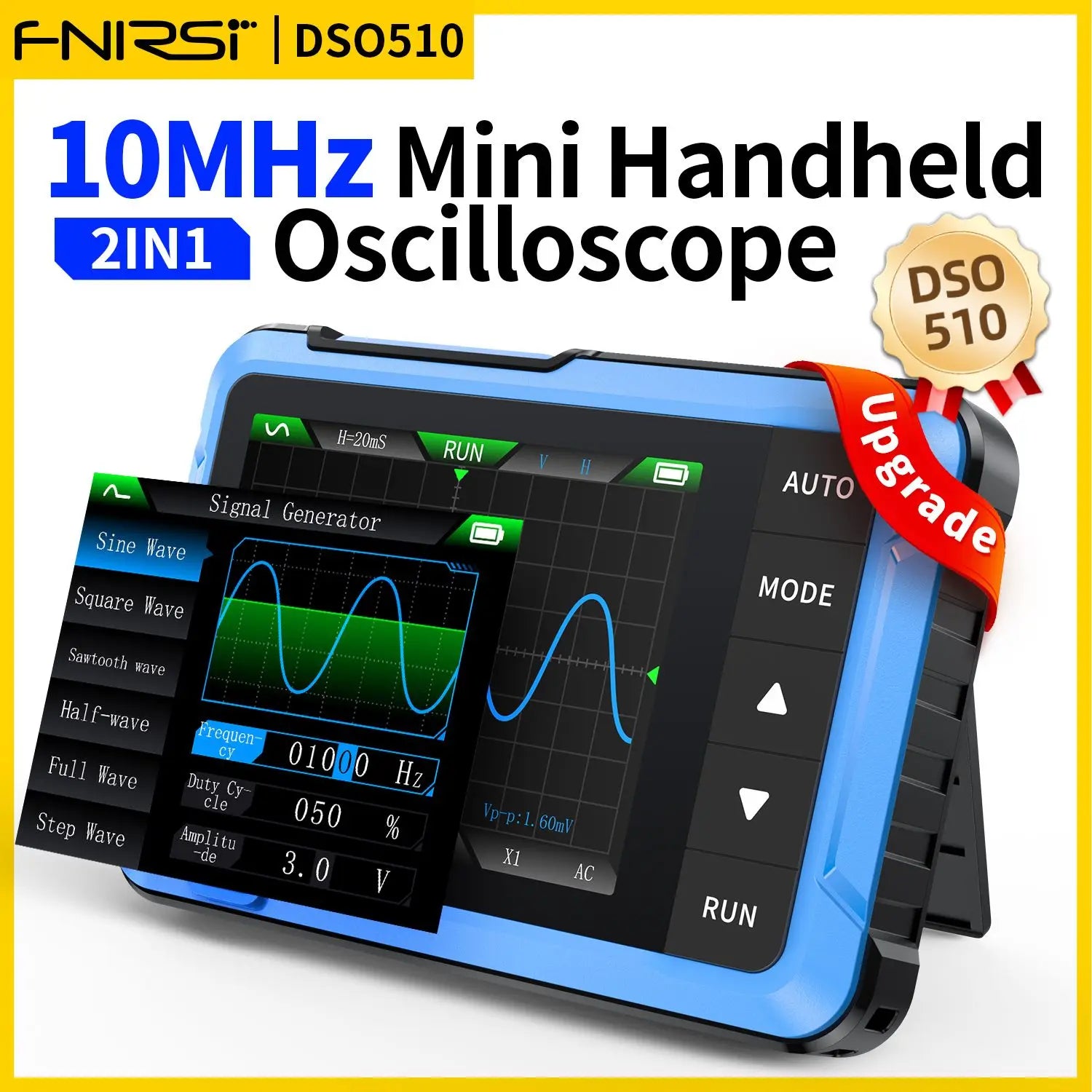 FNIRSI New DSO510 DSO152 DSO153 Mini Handheld Digital 2 IN 1 Oscilloscope Portable 48MS/s 10MHz Bandwidth Electronic Repair Tool Blackbox Automotive Diagnostics