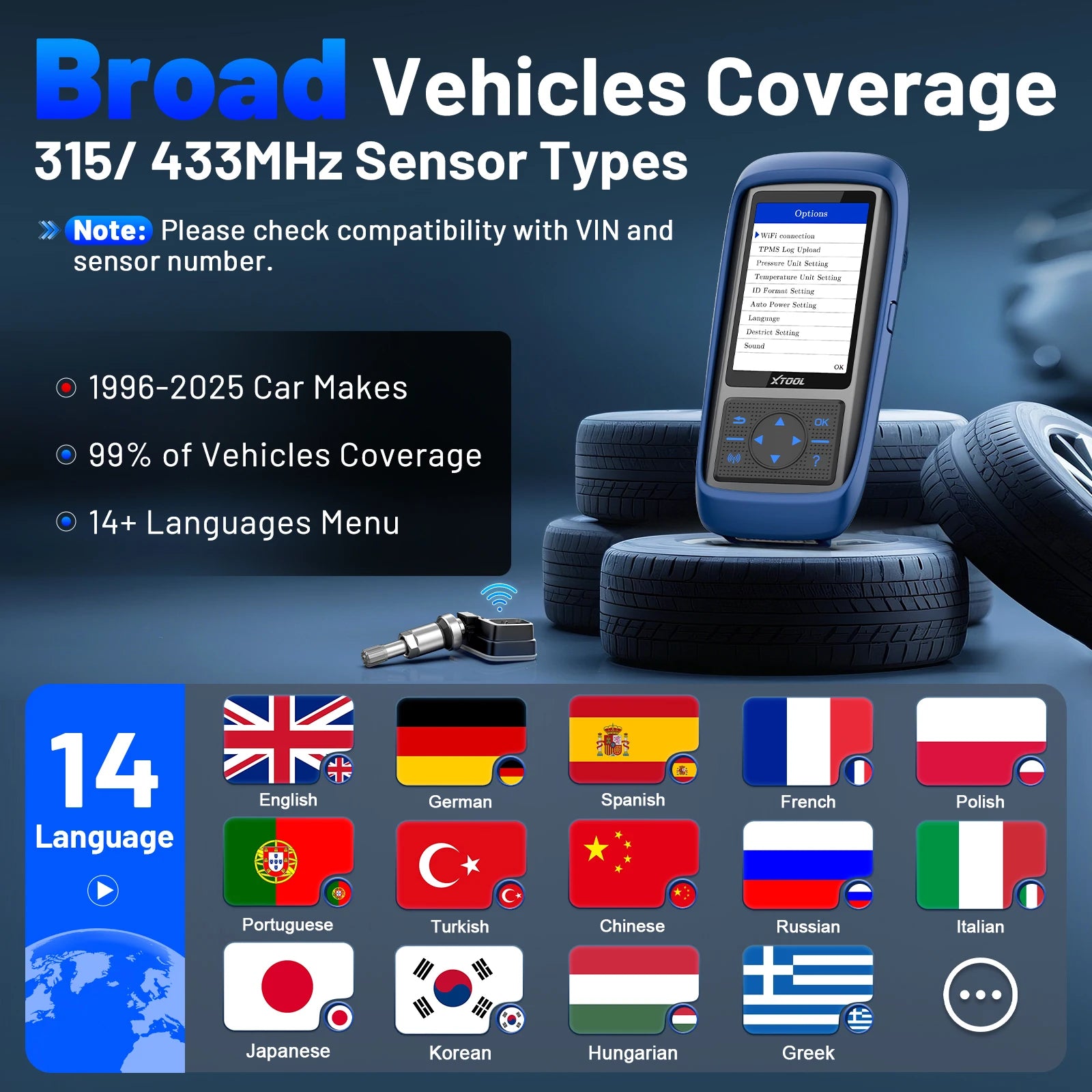 XTOOL TP150 TPMS Programming Tools For 315Mhz & 433Mhz Sensors Tire Pressure Reset Tool Sensor Activation Lifetime Free Update Blackbox Automotive Diagnostics