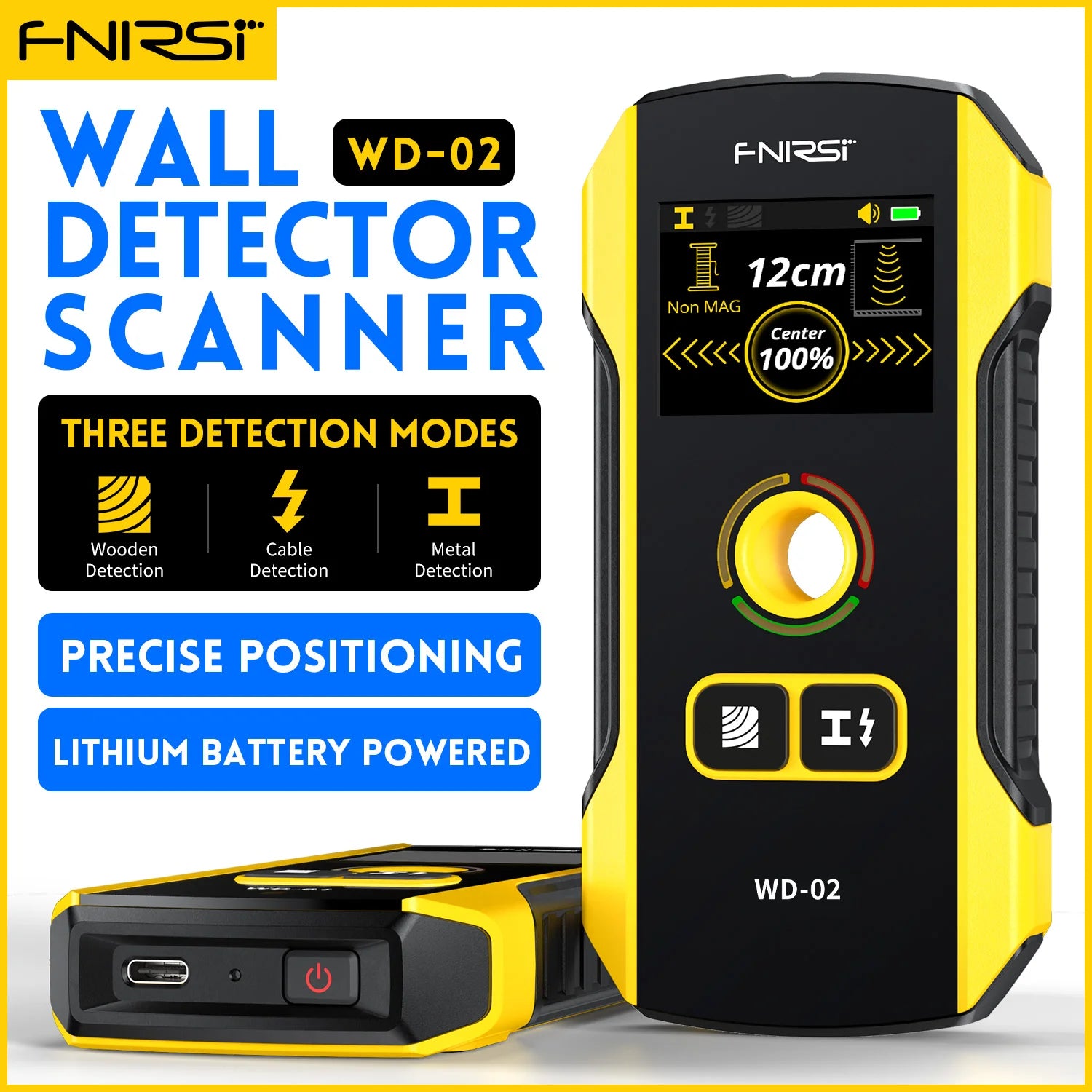 FNIRSI WD-02 Wall Detector Stud Finder New Design Positioning Hole TFT