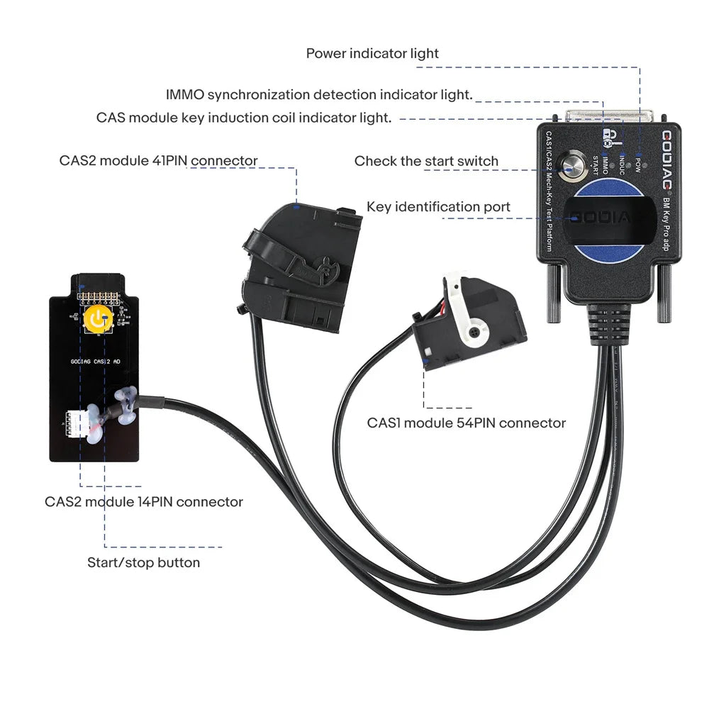 GODIAG for BMW CAS1 CAS2 Mech-Key Test Platform Detect CAS & Key Synchronization Solder-free Matching CAS Data Read Write Progra Blackbox Automotive Diagnostics