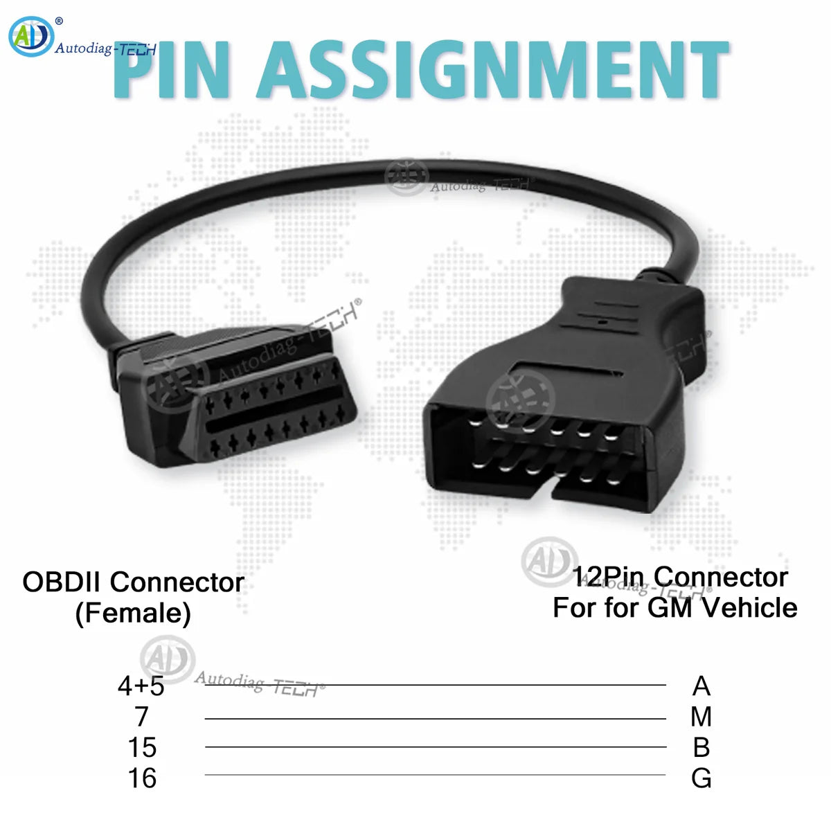 OBD1 to OBD2 Adapter Fit for GM 12Pin Obd1 to Obd2 16 Pin Connector,Compatible with GM Vehicle 12 pin Diagnostic Scanner Cable Blackbox Automotive Diagnostics