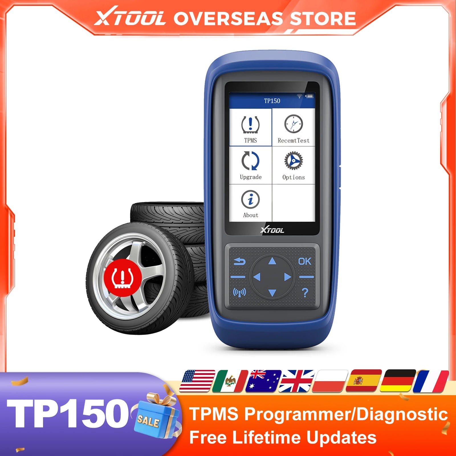 XTOOL TP150 TPMS Programming Tools For 315Mhz & 433Mhz Sensors Tire Pressure Reset Tool Sensor Activation Lifetime Free Update Blackbox Automotive Diagnostics