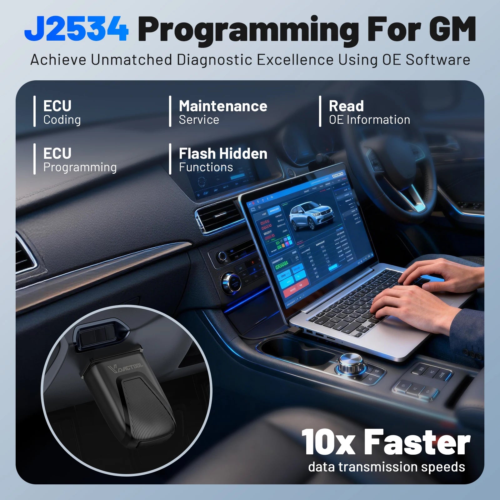 VDIAGTOOL D501 All System Diagnostic OBD2 Auto Scanner J2534 Programmer for Buick/Chevrolet  with 28+ Reset Code Reader Lifetime Free Updates Blackbox Automotive Diagnostics