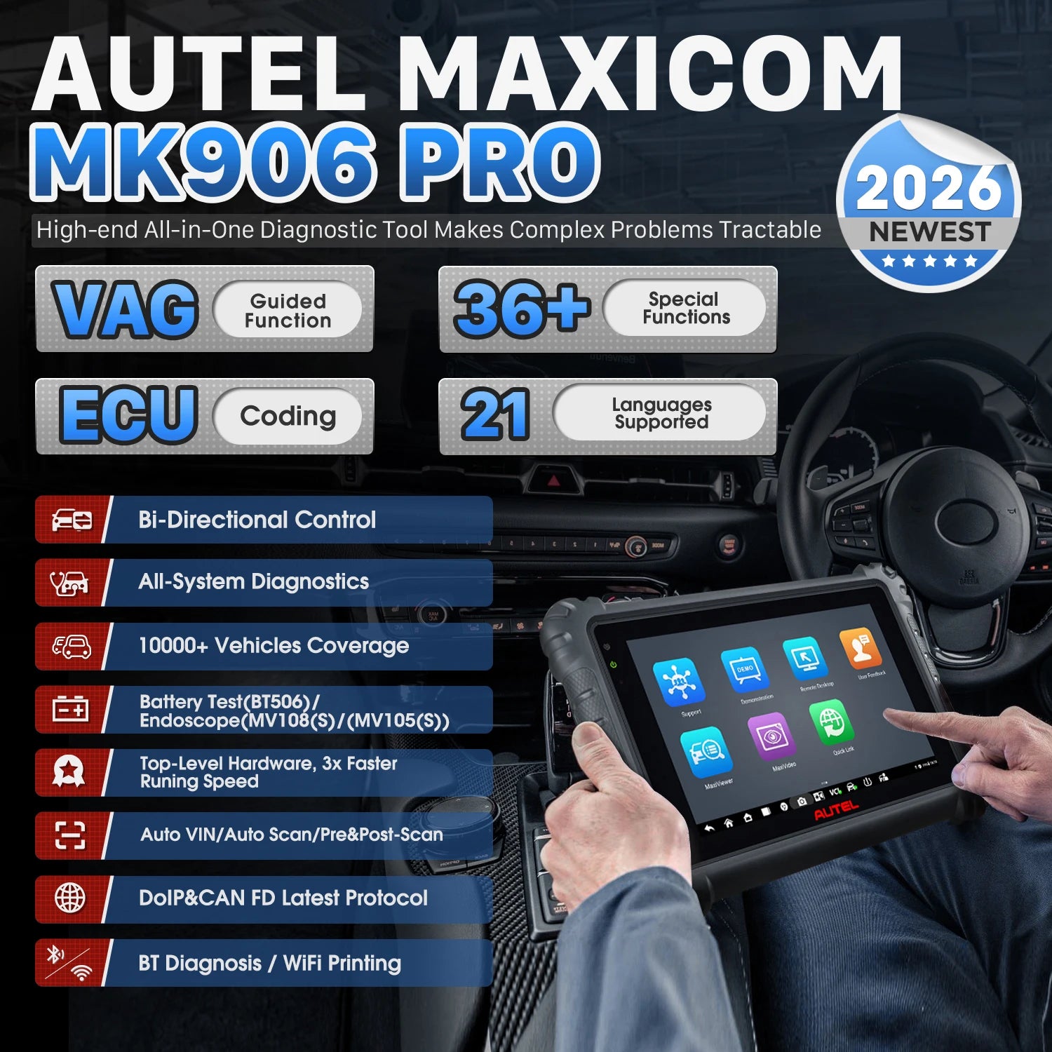 Autel MaxiCOM MK906S PRO Bidirectional Diagnostic Scanner