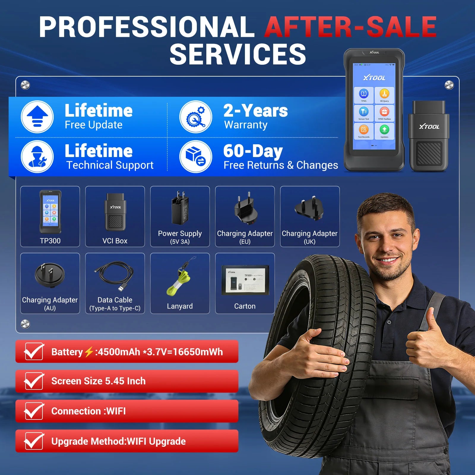 XTOOL TP300 TPMS Sensor Activation Programmer Tire Pressure Monitor 5 Systems Diagnostic Upgraded of TP150 Lifetime Free Update Blackbox Automotive Diagnostics