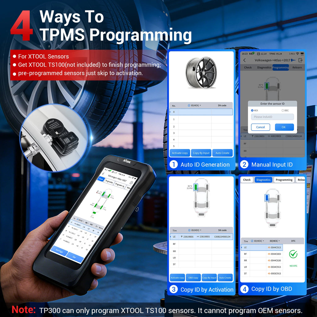 XTOOL TP300 TPMS Sensor Activation Programmer Tire Pressure Monitor 5 Systems Diagnostic Upgraded of TP150 Lifetime Free Update Blackbox Automotive Diagnostics