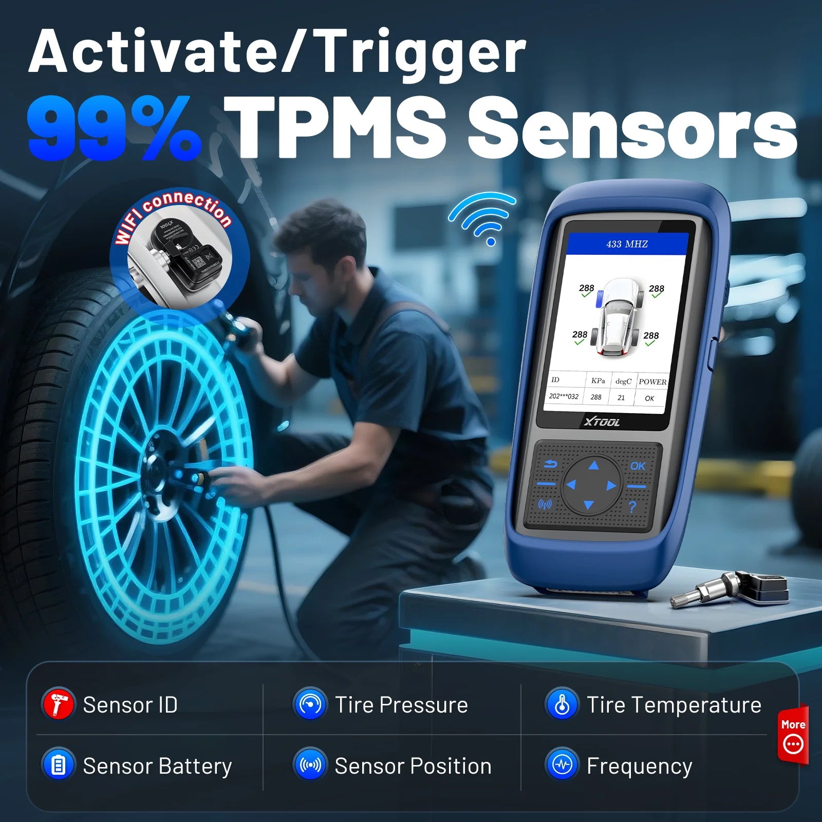 XTOOL TP150 TPMS Programming Tools For 315Mhz & 433Mhz Sensors Tire Pressure Reset Tool Sensor Activation Lifetime Free Update Blackbox Automotive Diagnostics