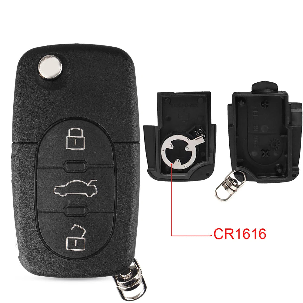 KEYYOU Replacement 3 Buttons Flip Car Key Case Shell Fob For Audi TT A4 A6 A8 Quattro With Blade CR1620 Blackbox Automotive Diagnostics