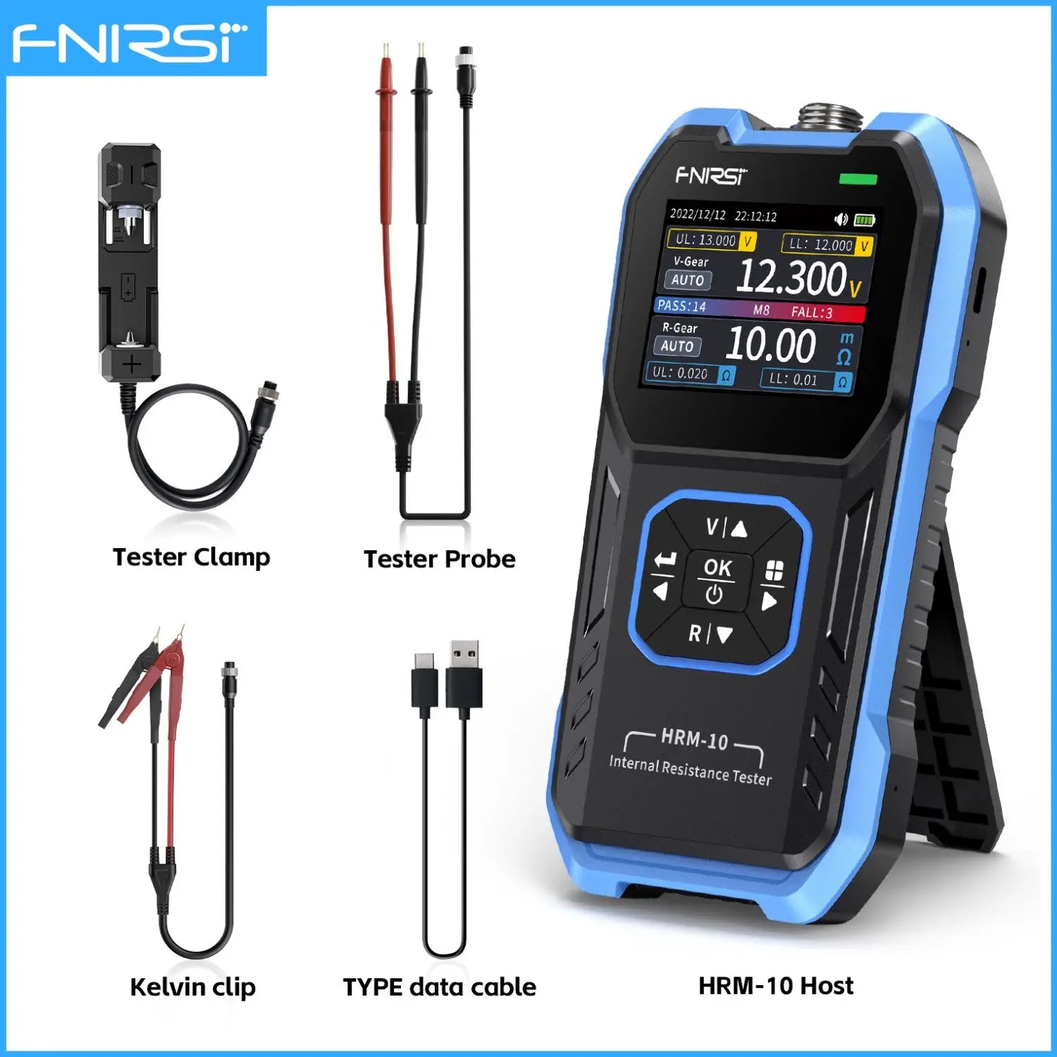 FNIRSI HRM-10 Battery Voltage Internal Resistance Tester 18650 High-precision AC Acid Lithium Lead Car Battery Capacitor Tester Blackbox Automotive Diagnostics