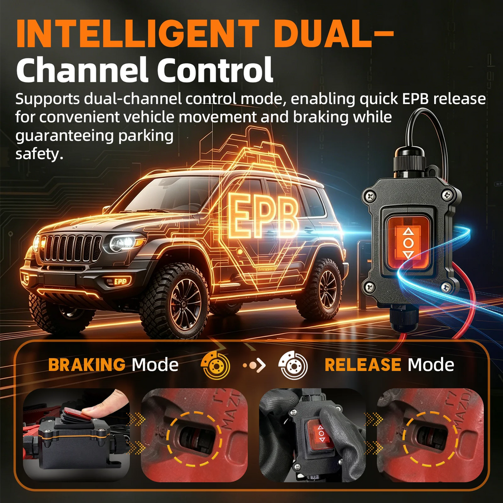 Universal 12VCar EPB Caliper Motor Release Tool, Electronic Parking Brake Motor Reset Device, One Click EPB Caliper Motor Release Tool No Computer Needed for Emergency Brake Service Auto Repair Garage Mechanic Use Blackbox Automotive Diagnostics