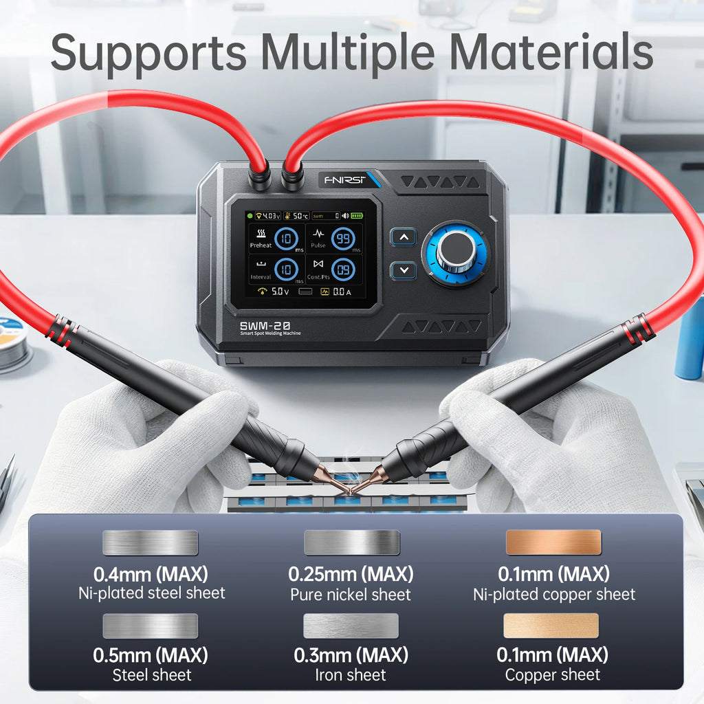 FNIRSI SWM-20 Portable Spot Welder Double Pulse Battery Welding Machine 18650 Battery DIY Pack Welding Tool 0.5mm Nickel Chip Blackbox Automotive Diagnostics