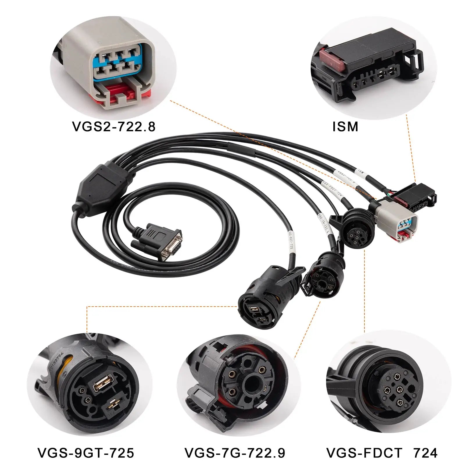 GODIAG Gearbox ISM Cable 5-in-1 Set for Mercedes Benz ISM/ VGS-FDCT 724/ VGS2-722.8/ VGS-7Gtronic-722.9/ VGS-9GT-725 Blackbox Automotive Diagnostics