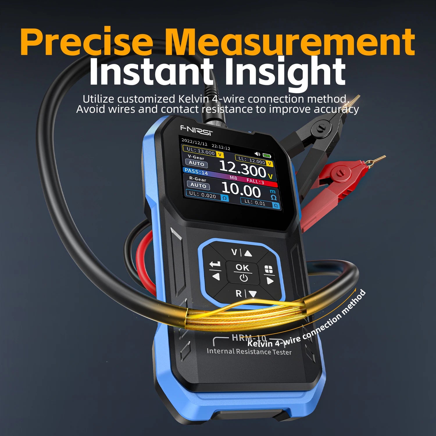 FNIRSI HRM-10 Battery Voltage Internal Resistance Tester 18650 High-precision AC Acid Lithium Lead Car Battery Capacitor Tester Blackbox Automotive Diagnostics