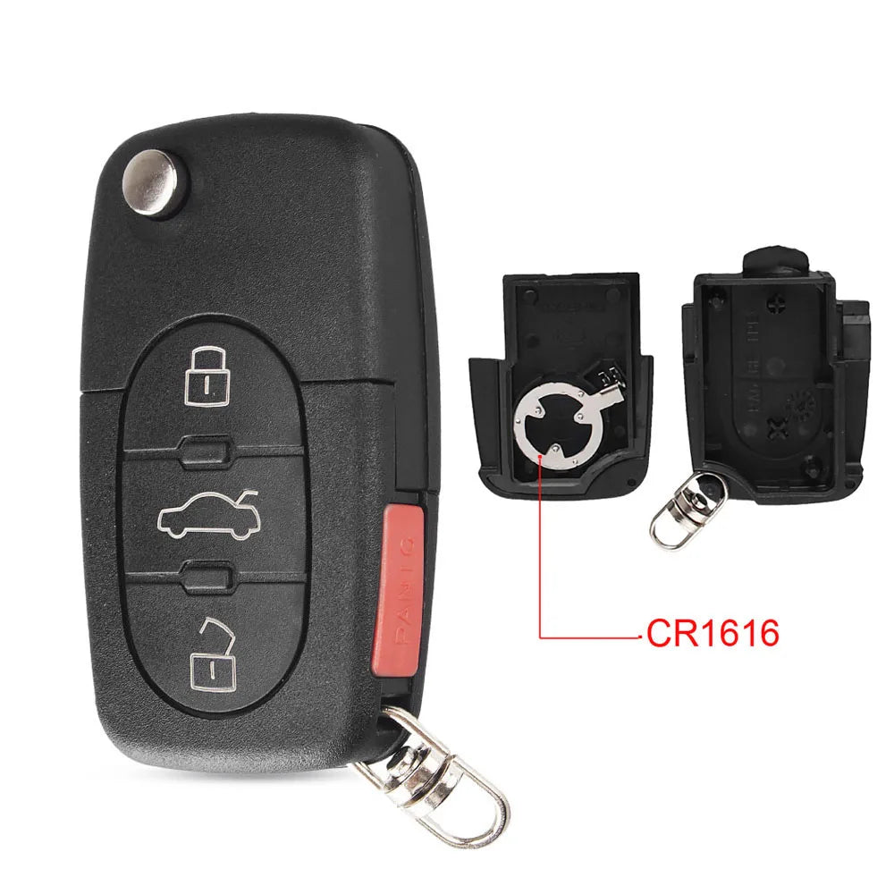 KEYYOU Replacement 3 Buttons Flip Car Key Case Shell Fob For Audi TT A4 A6 A8 Quattro With Blade CR1620 Blackbox Automotive Diagnostics