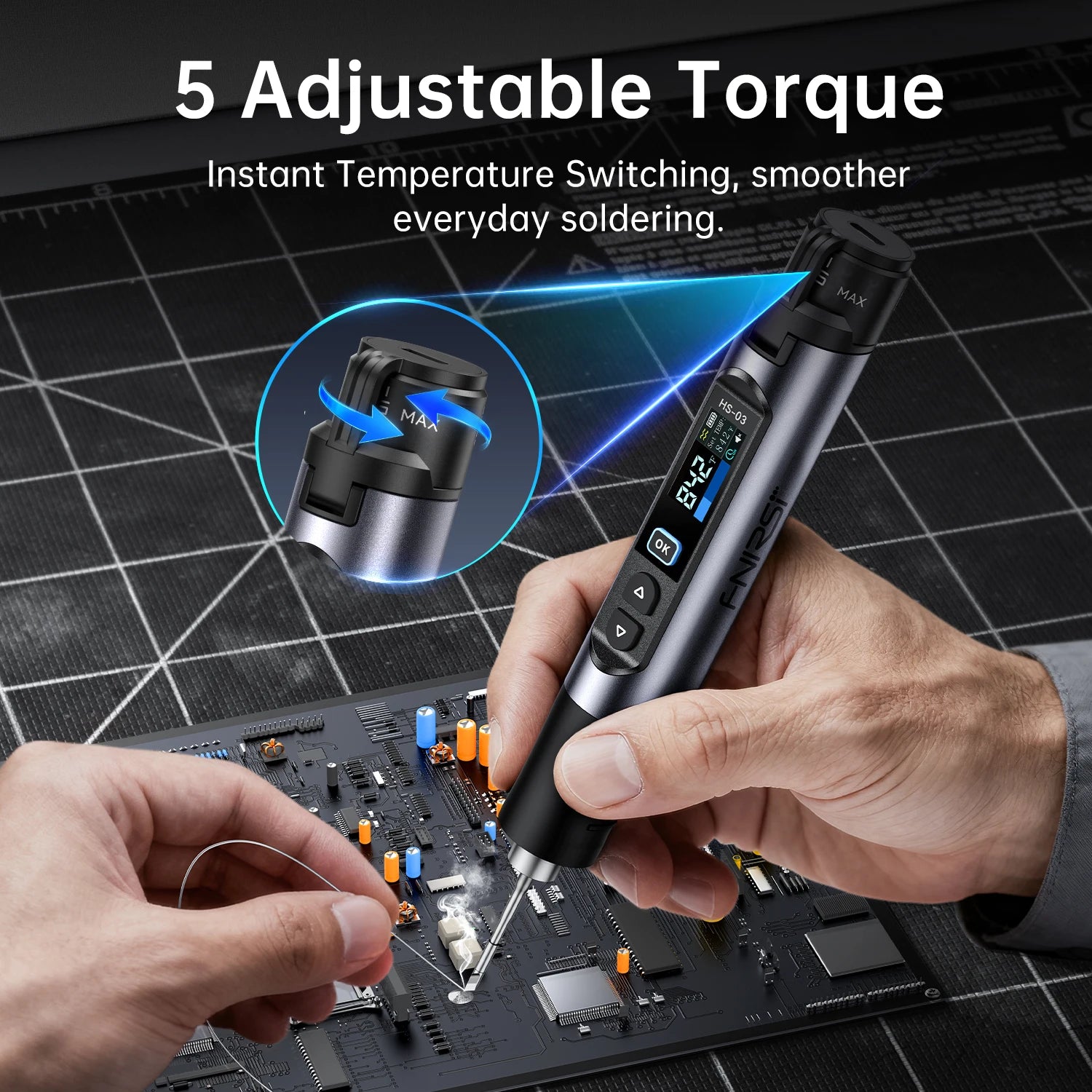 FNIRSI HS-03 Cordless Soldering Iron Type-C Wireless Soldering Iron Kit 18650 Battery Rechargeable Portable Welding Repair Tools Blackbox Automotive Diagnostics
