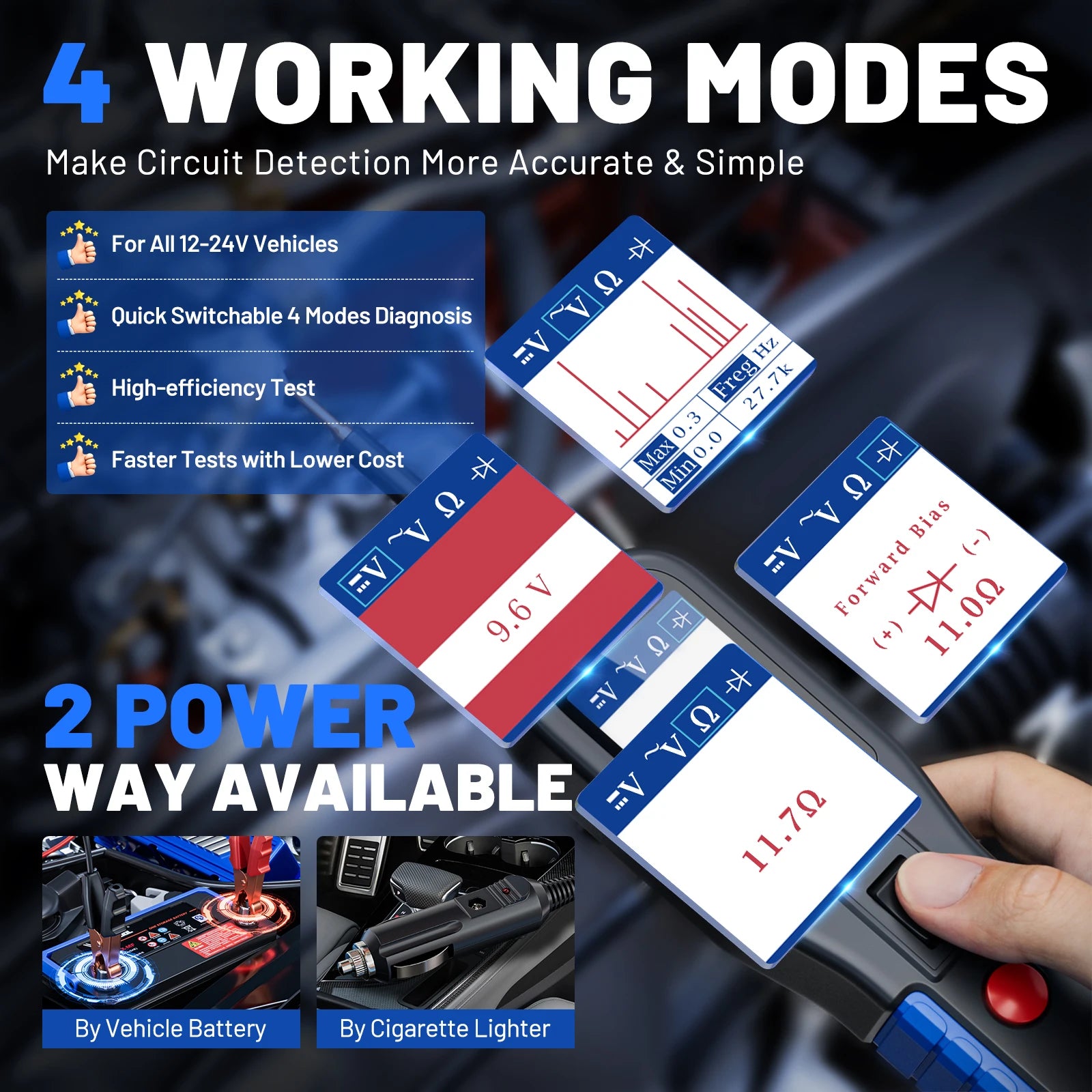 VDIAGTOOL V200 Car Electric Circuit Tester 6V-30V Automotive Power Probe Kit Electrical System Tester LCD Display Voltage Tester Electrical Diagnostic Tools ﻿ Blackbox Automotive Diagnostics