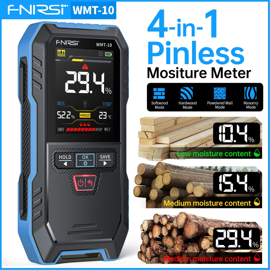 FNIRSI WMT-10 Inductive Wood Moisture Meter Hygrometer Non-contact Timber Damp Wall Detector Non-destructive Humidity Tester Blackbox Automotive Diagnostics