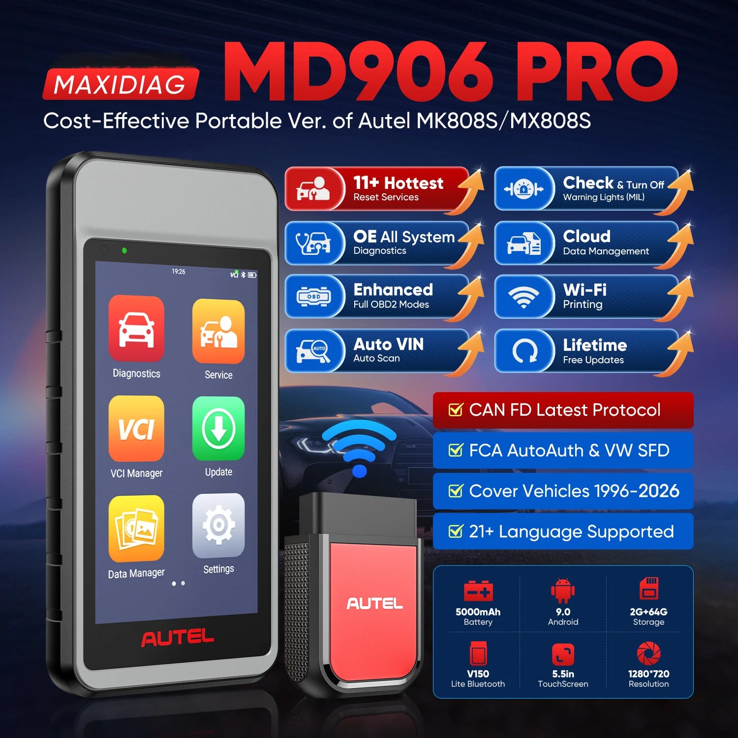 Autel MaxiDiag MD906 PRO Automotive Diagnostic Scanner