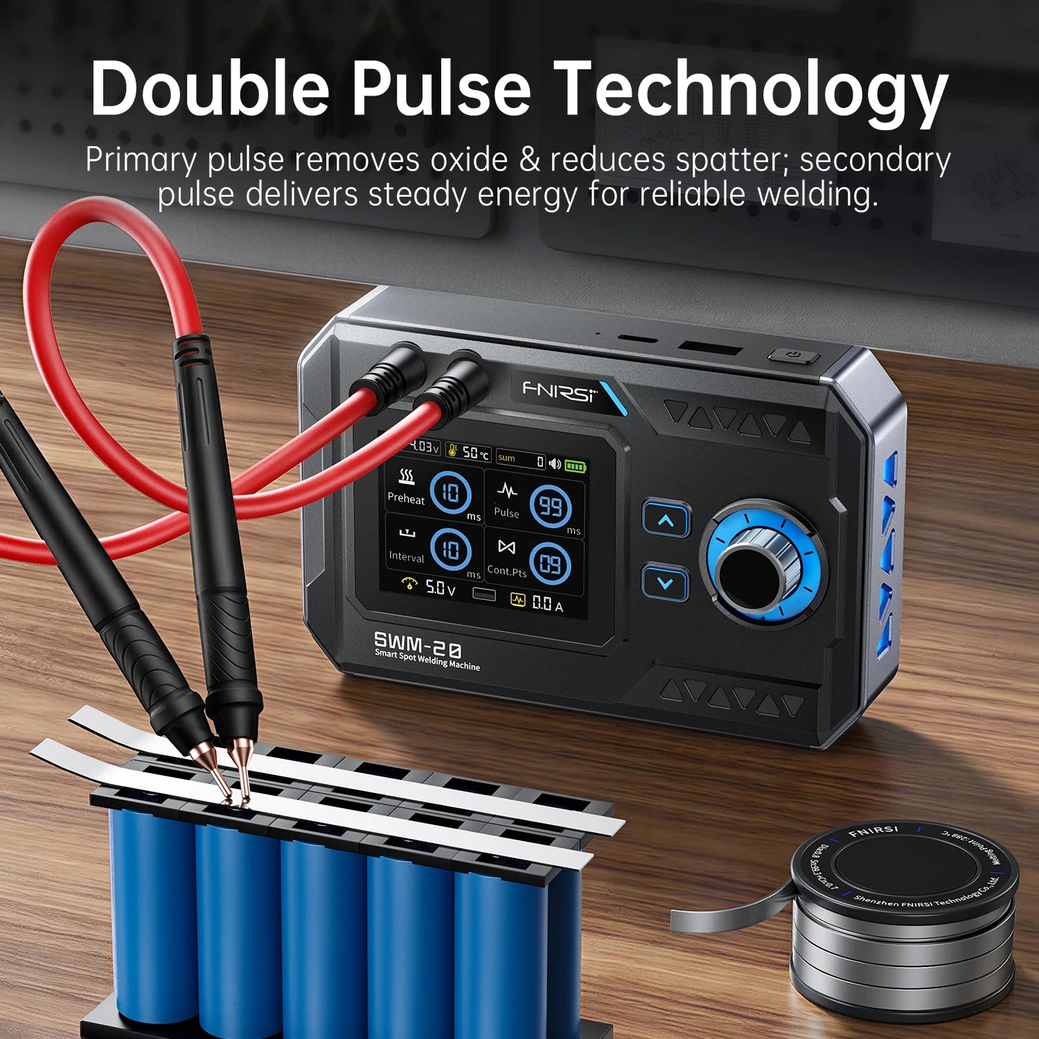 FNIRSI SWM-20 Portable Spot Welder Double Pulse Battery Welding Machine 18650 Battery DIY Pack Welding Tool 0.5mm Nickel Chip Blackbox Automotive Diagnostics