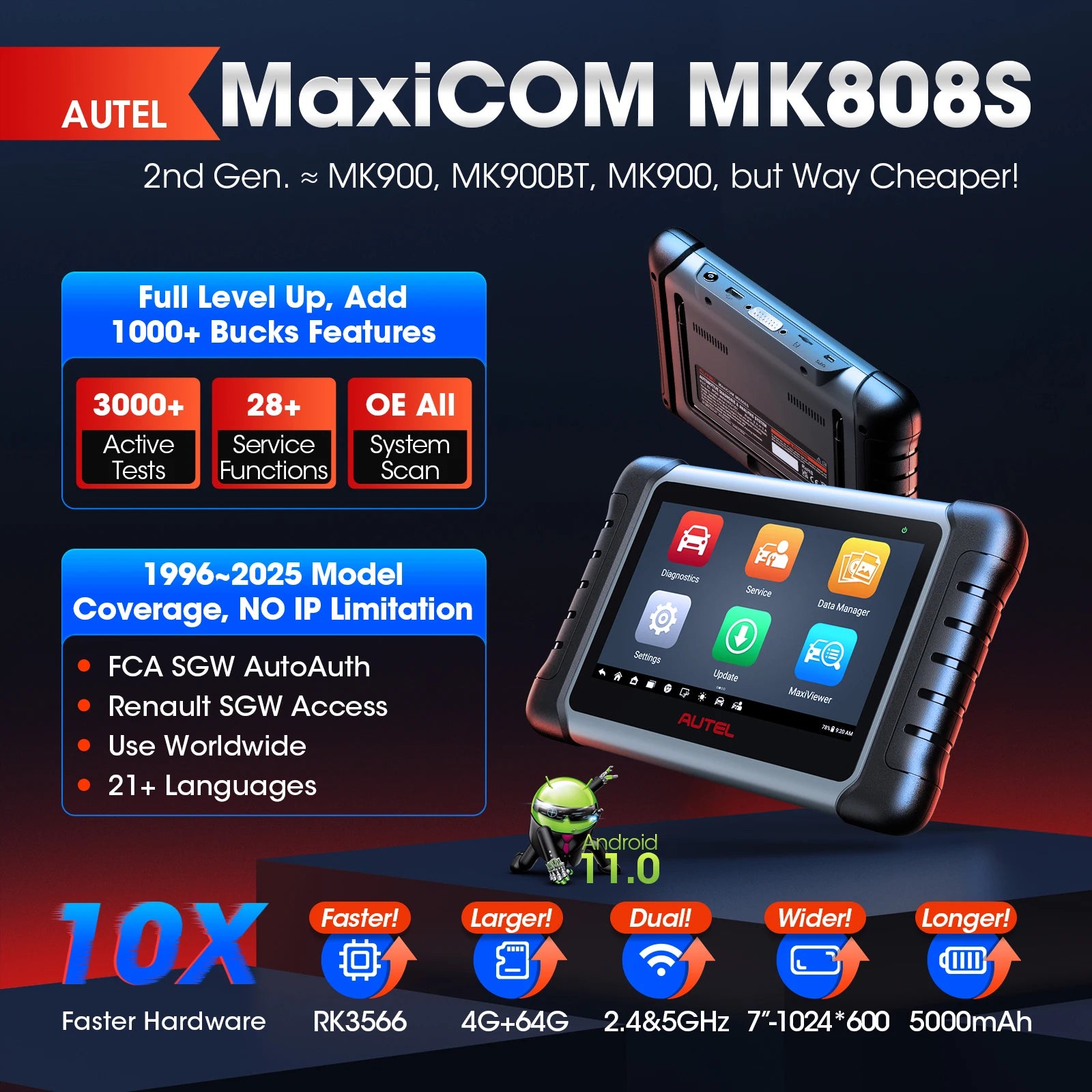 Autel MaxiCOM MK808S PRO Bidirectional Diagnostic Scanner