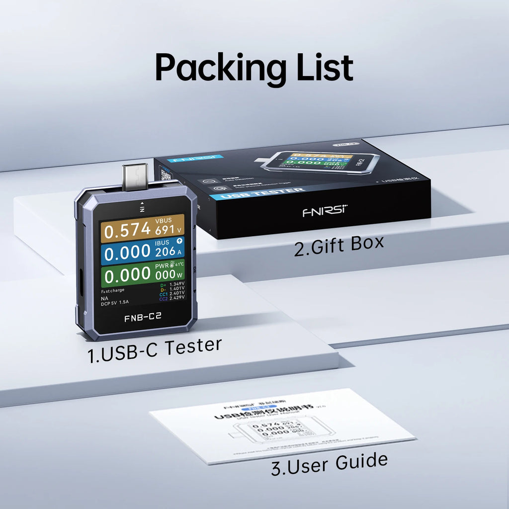FNIRSI FNB-C2 Type-C Fast Charging Tester PD3.1 240W Max Power Digital Ammeter Voltmeter Charger Power Bank Phone Tester Blackbox Automotive Diagnostics