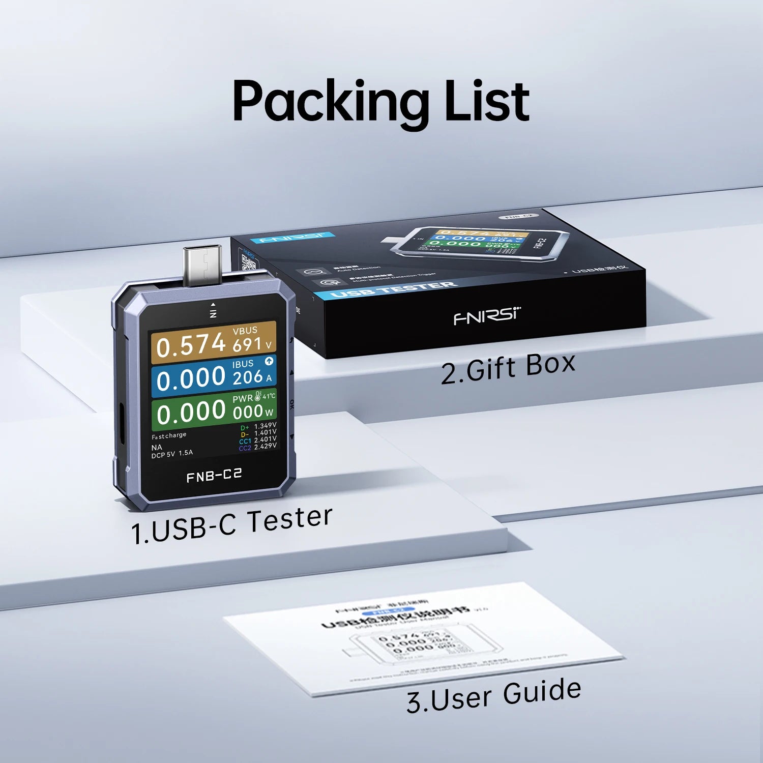 FNIRSI FNB-C2 Type-C Fast Charging Tester PD3.1 240W Max Power Digital Ammeter Voltmeter Charger Power Bank Phone Tester Blackbox Automotive Diagnostics