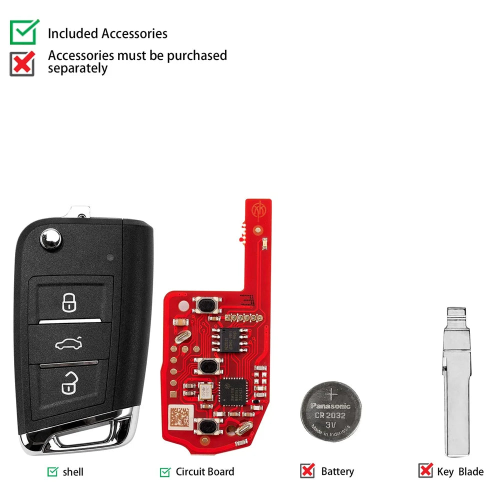 Xhorse XKDM05EN 2nd Generation MQB Style 3 Buttons Wire Remote Support Wireless Programming 5pcs/lot Blackbox Automotive Diagnostics
