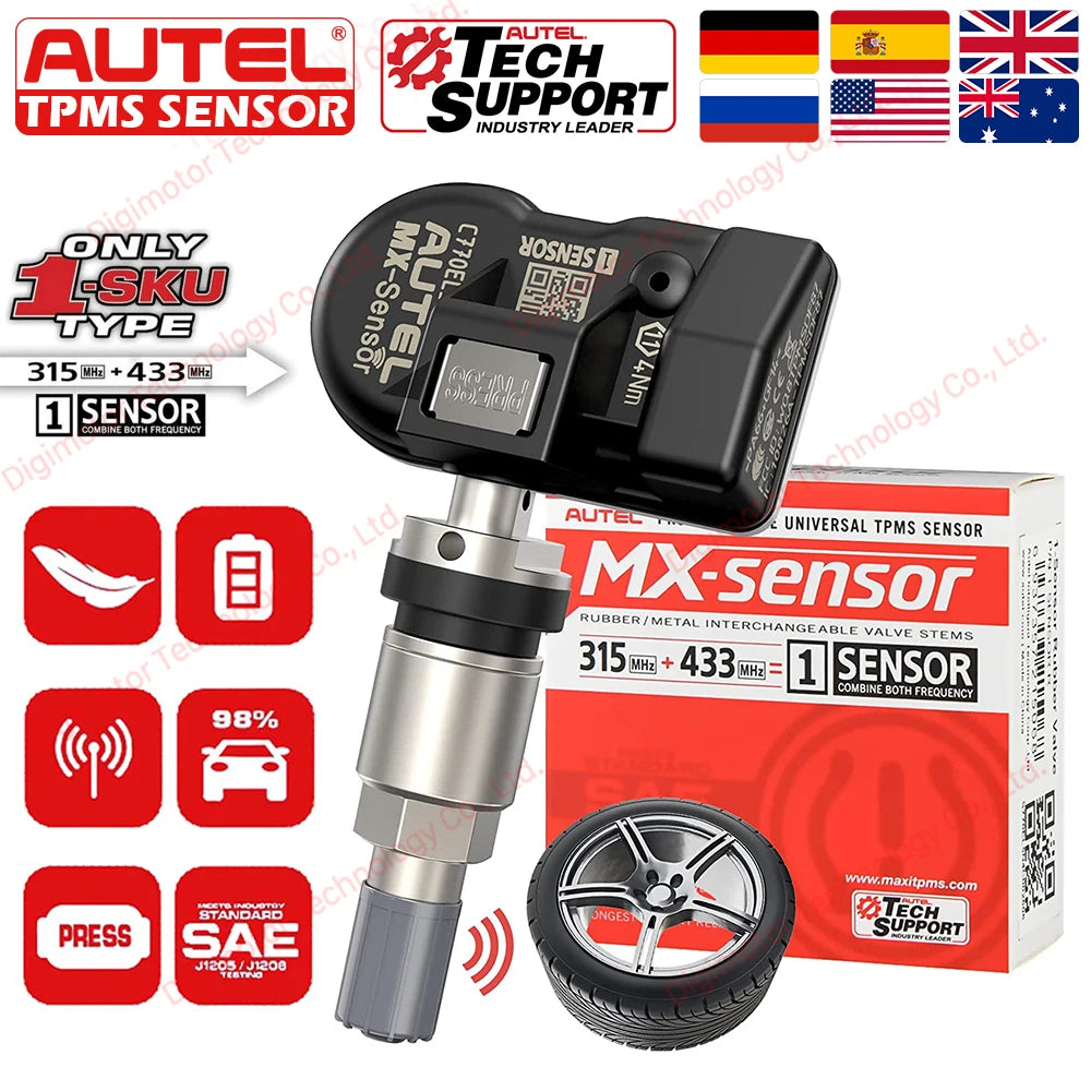 2026 Newest Autel TPMS Sensor 2in1 MX-Sensor Tire Repair Tools TPMS Sensor Programing W/ TS501 TS508 AUTEL 433 MHZ 315MHZ EU US Blackbox Automotive Diagnostics