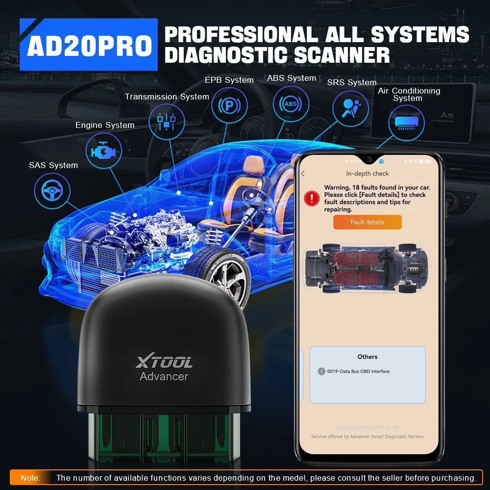 XTOOL AD20PRO OBD2 Scanner Check Engine Light IOS & Android Car Diagnostic Tool Battery Test Code Reader Lifetime Free Update Blackbox Automotive Diagnostics
