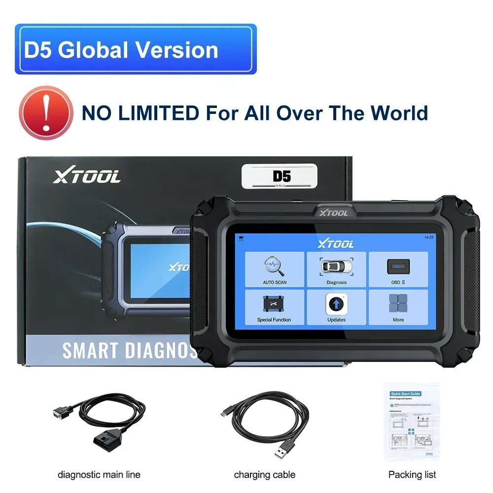 XTOOL D5 OBD2 Car Diagnostic Tool Auto VIN Automotive Scanner OIL Reset Injector Code Built-in FCA/CANFD Lifetime Free Update Blackbox Automotive Diagnostics
