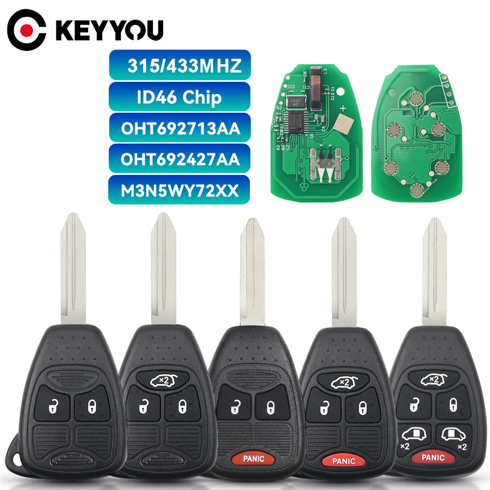 KEYYOU 2/3/4/5/6 Buttons Remote Car Key 315/433MHz M3N5WY72XX For Jeep Chrysler Town/Country For DODGE Grand Caravan 2004-2007 Blackbox Automotive Diagnostics