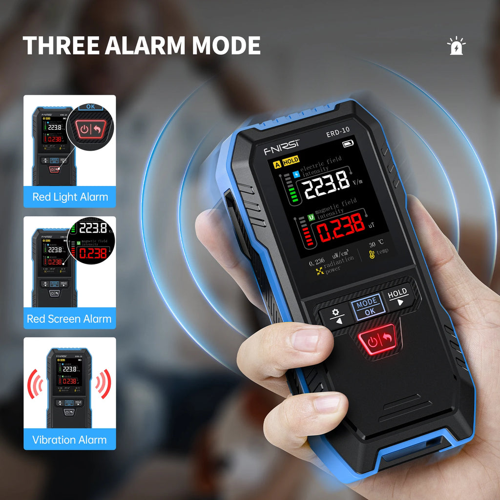 FNIRSI ERD-10 4-IN-1 Electromagnetic Radiation Detector, Electric & Magnetic Field Strength, RF Power, Temperature Monitor Blackbox Automotive Diagnostics