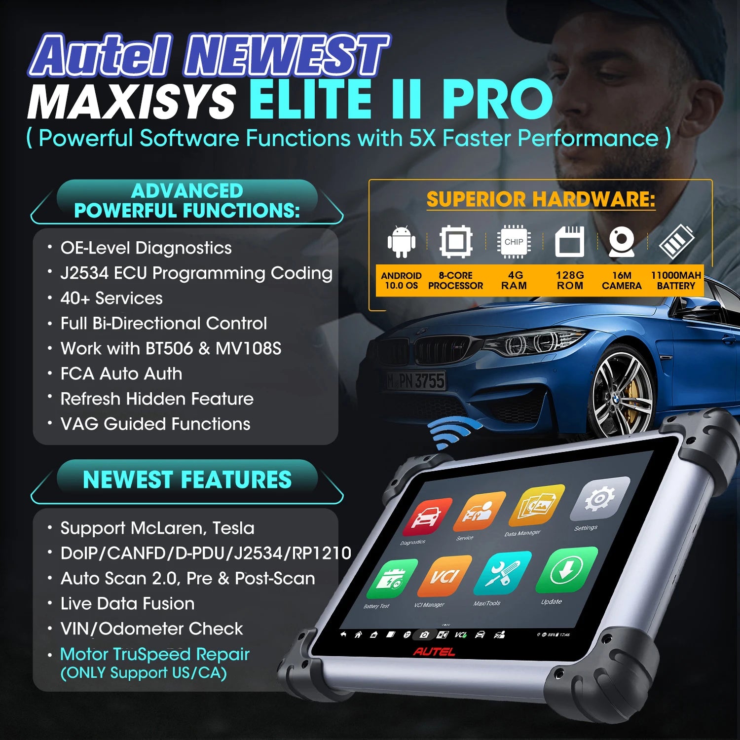2026 Autel MaxiSys Elite II Pro Scanner, 2 Years Free Update, DoIP CANFD ECU Programming Coding 38+ Service Diagnostic Scan Tool Blackbox Automotive Diagnostics