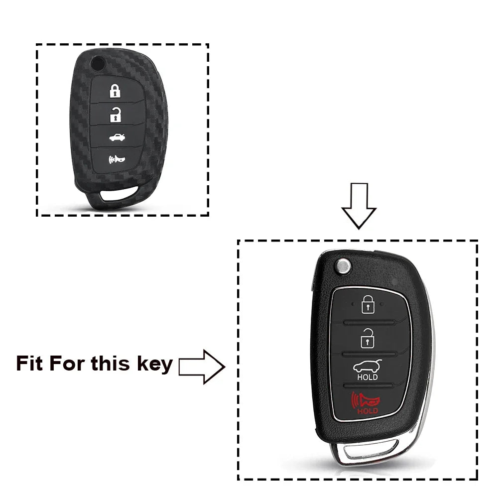 KEYYOU 4 Button Silicone Car Key Case For Hyundai i25 ix35 Sonata 2017 2018 2019 For Car Accessories Key Case Carbon Key Blackbox Automotive Diagnostics