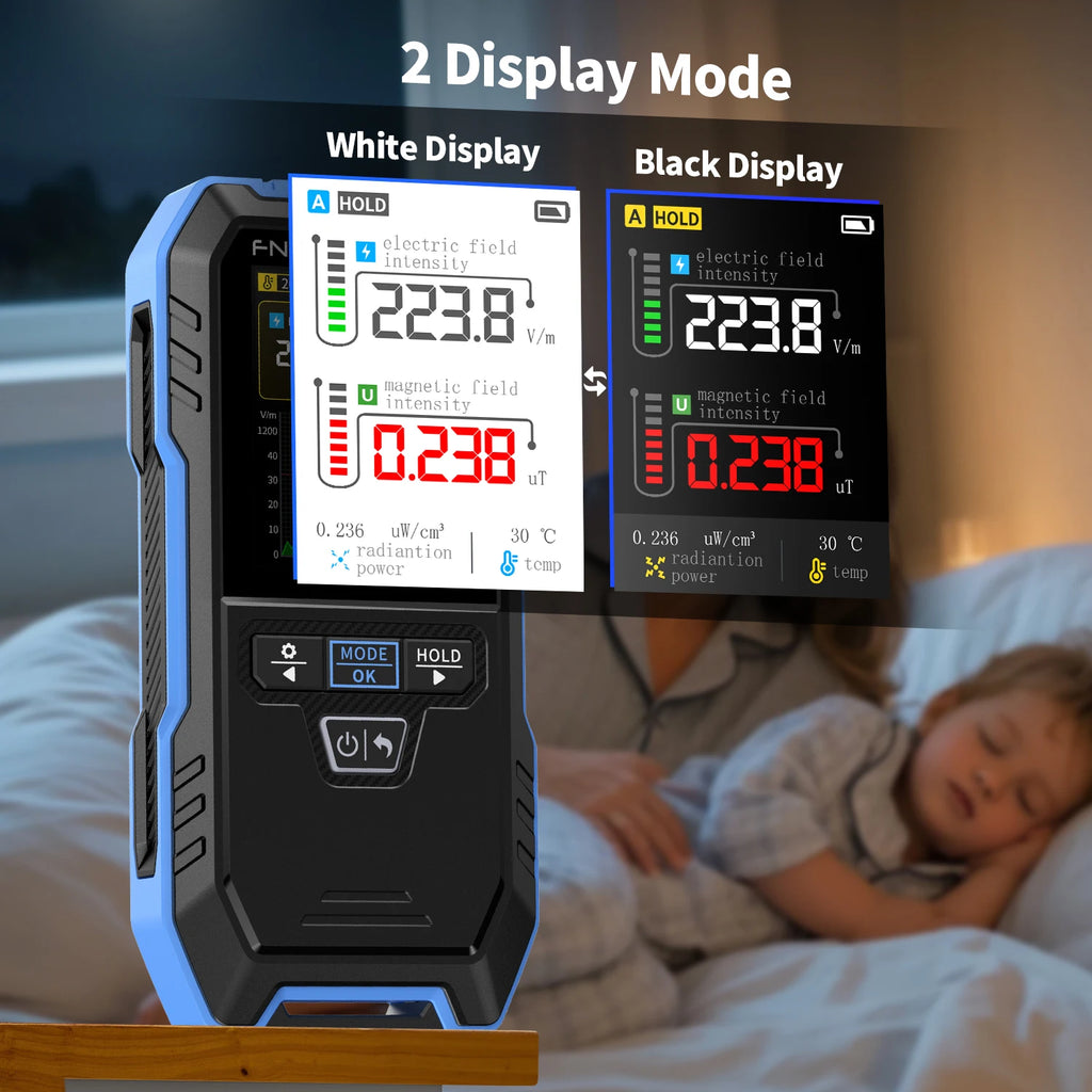 FNIRSI ERD-10 4-IN-1 Electromagnetic Radiation Detector, Electric & Magnetic Field Strength, RF Power, Temperature Monitor Blackbox Automotive Diagnostics