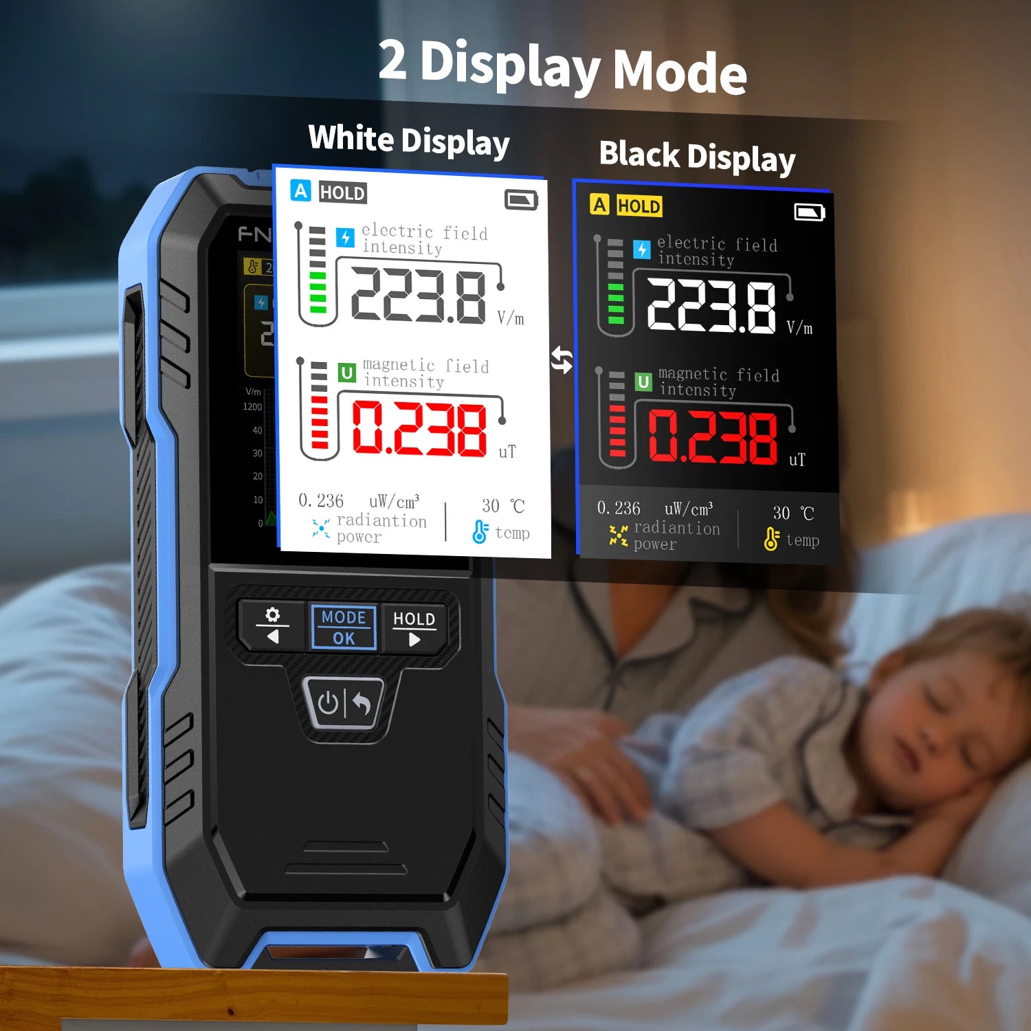 FNIRSI ERD-10 4-IN-1 Electromagnetic Radiation Detector, Electric & Magnetic Field Strength, RF Power, Temperature Monitor Blackbox Automotive Diagnostics
