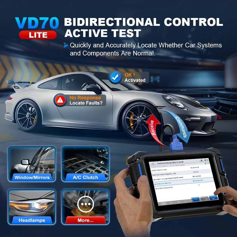 VDIAGTOOL VD70 Lite OBD2 Automotive Scanner Bi-Directional Car Diagnostic Key Tool Programmer with 31+Reset DOIP Free Updates Blackbox Automotive Diagnostics