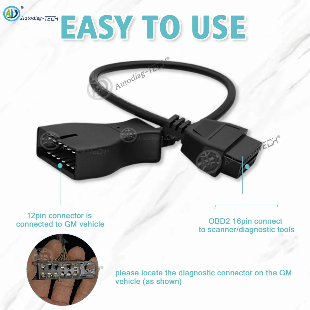 OBD1 to OBD2 Adapter Fit for GM 12Pin Obd1 to Obd2 16 Pin Connector,Compatible with GM Vehicle 12 pin Diagnostic Scanner Cable Blackbox Automotive Diagnostics