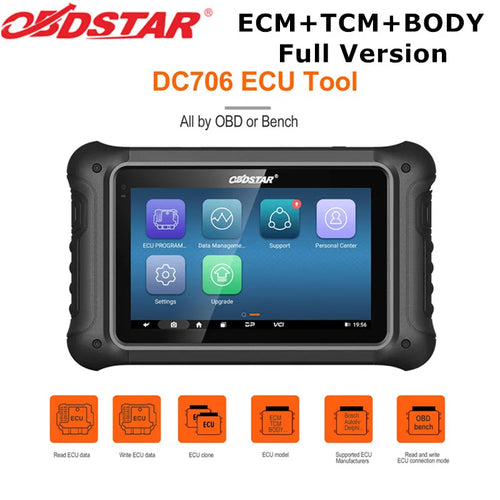 2026 Full Version OBDSTAR DC706 ECU Tool for Car and Motorcycle with ECM+TCM+BODY ECU Clone by OBD or BENCH Blackbox Automotive Diagnostics