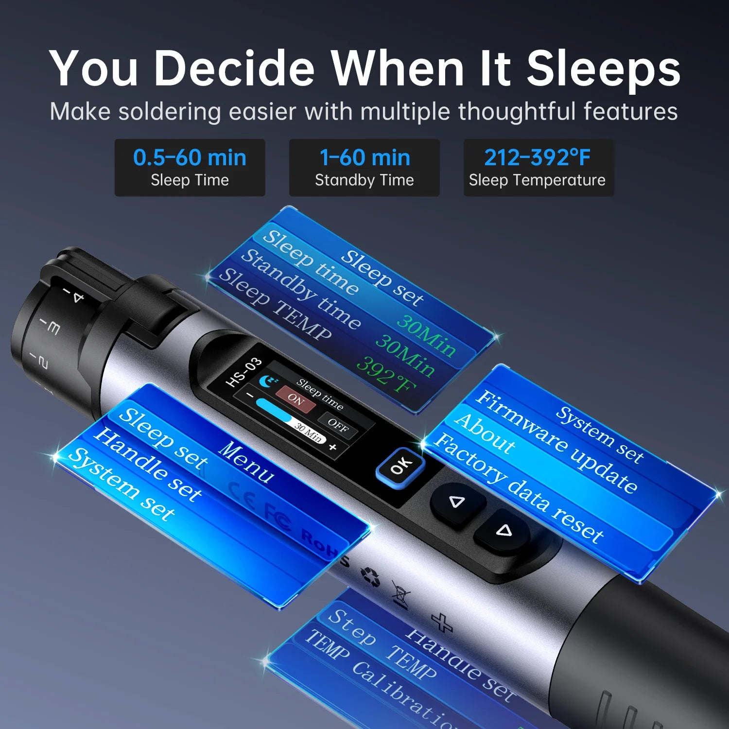 FNIRSI HS-03 Cordless Soldering Iron Type-C Wireless Soldering Iron Kit 18650 Battery Rechargeable Portable Welding Repair Tools Blackbox Automotive Diagnostics